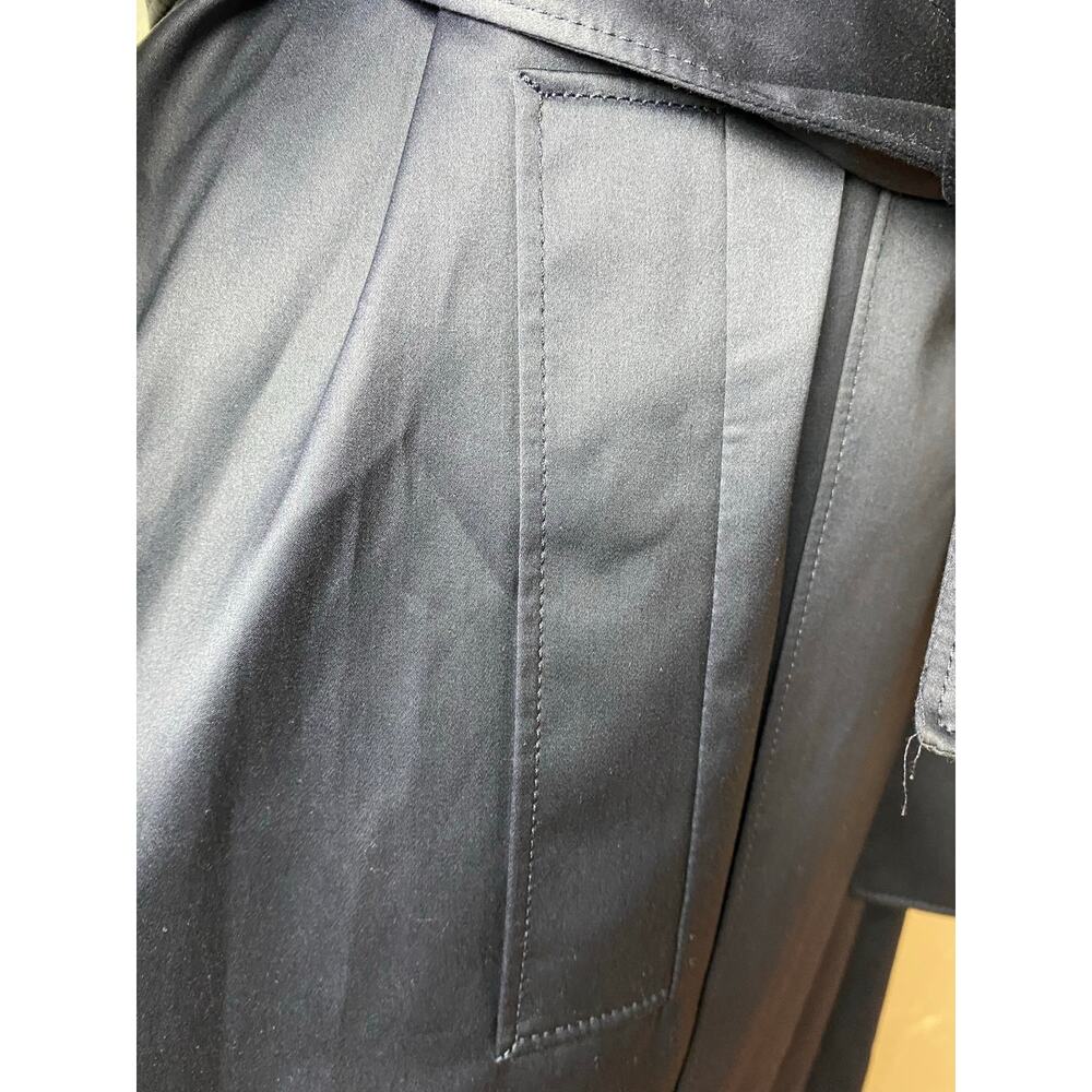 THEORY SILK TRENCH Coat Midnight Blue Sz Large NWT Elegant Designer Classic Fit - Picture 7 of 12
